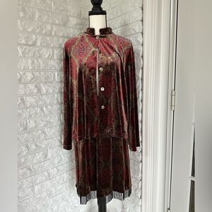 Vintage Boho Paisley Skirt Set w/ Bead Fringe